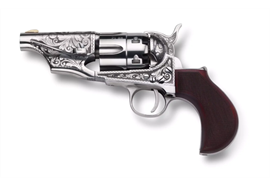 REVOLVER PIETTA 1862 Police .44 BBL 3" Snubnose Old SIlver Laser Engraved US Marshal Model